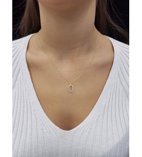 Oval Zirkon Taşlı Kolye 18K Altın Kaplama Kolye (Karışık)