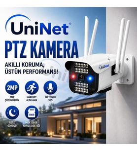 Uninet Unınet 2mp 1080P Wifi Ptz Güvenlik Kamerası – Hareket Takibi, Gece Görüşü, Çift Yönlü Ses ve Polis Çakarılı