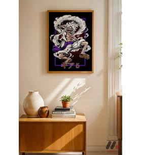 One Piece Luffy Gear 5 Poster, Ahşap Çerçeveli Duvar Tablosu - Anime Severlere Özel