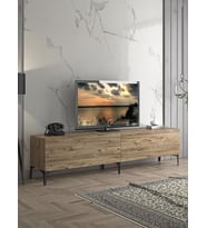 Wood'n Love Vega Premium 200 Cm Geniş Dolaplı Metal Ayaklı Tv Ünitesi - Atlantik Çam / Siyah