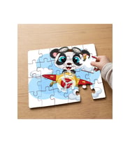 Sevimli Pilot Panda Tasarımlı 24 Parça Ahşap Çocuk Puzzle MPK0180