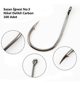 Effe Sazan İğnesi No:3 Nikel Delikli Carbon 100 Adet 192553-3