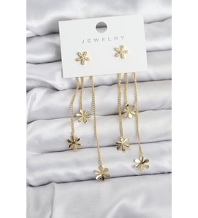 Papatya Model Gold Renk Pirinç Sallantılı Kadın Küpe - TJ-BKP11467