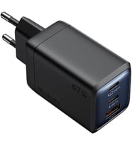 GaN Serisi 67w 2c1a Mini GaN Şarj Cihazı eu Plug Siyah