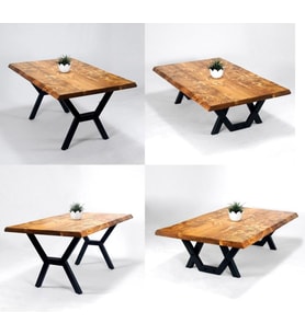 Doğal Ağaç Masif Hibrit Kütük Masa ve Sehpa 90cm x 120 cm