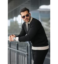 Erkek Kol Ve Yaka Detaylı Uzun Kollu Triko