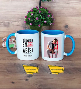 Abiye Hediye Kupa Bardak Mavi Fotoğraflı Abiye Doğum Günü Hediyesi