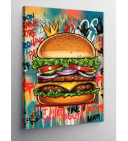 Kanvas Tablo Renkli Ve Katmanlı Hamburger Çizimi