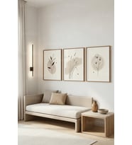 Minimalist Botanik Çizimler 3’lü Ahşap Çerçeveli Tablo Seti