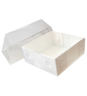 Kutu Naturel Beyaz Kağıt Ve Asetat 9x9x3 cm 50'li-