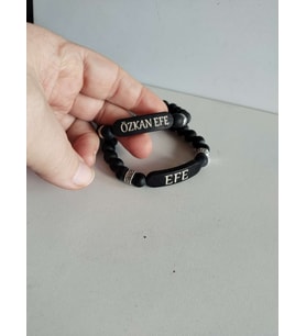 Siyah Boncuk Bileklik Şık bir hediye kişiye özel isim yazılır