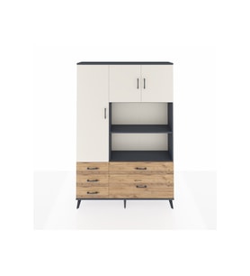 Arges Dolap 7 Raflı 5 Çekmeceli 3 Kapaklı 132x30x195 Antrasit-Aytaşı/Çam