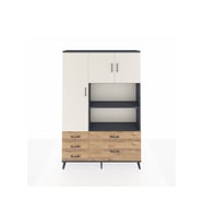 Arges Dolap 7 Raflı 5 Çekmeceli 3 Kapaklı 132x30x195 Antrasit-Aytaşı/Çam