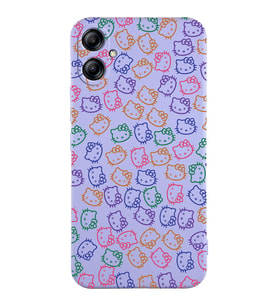Samsung Galaxy A04e Uyumlu Lansman Kılıf Hello Kitty Tasarımlı İçi Kadife Kapak-Lila (Şeffaf)