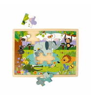 S01002909 Wooden Puzzle Vehıcles Anmals 5 Pcs 2 Ast
