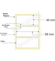 Kirtasiyejet Etiket Termal Terazi Etiketi 40 x 58 mm 50,000 Adet Termal Barkod Etiketi 500 Sarımlı 100 Rulo