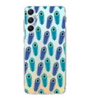 PrintiFy Samsung Galaxy A34 ile Uyumlu 1mm Slim Fit Nazar Boncuğu 4 Baskılı Şeffaf  Kılıf