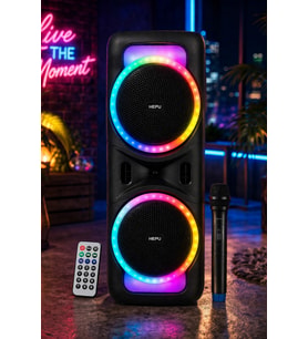 Hepu HP-118 8 İnç Bluetooth Partybox Hoparlör - 15W Işıklı, Mikrofonlu Ses Sistemi