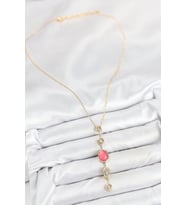 Pirinç Zincir Pembe Gold Renk Zirkon Taşlı Y Kolye 5886 - SSSSSS8432-9227