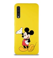 Samsung Galaxy A50 Soft Premier Kapak Mickey Mouse-C Tasarımlı Silikon Kılıf - Sarı (Şeffaf)