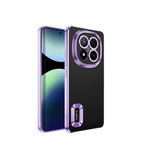 Coverzone Xiaomi Redmi Note 14 Pro Plus ile uyumlu K?l?f Kamera Korumal? Logo G�steren Parlak renk kenar �izgileri ile ??k bir tasar?m Colored Z-Omega Kapak Lila