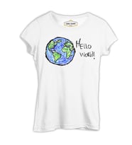 Hello World - Earth Beyaz Kadın Tshirt