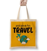 funny Travel gift design lover-Trippin Wanderlust Journey Adventurer Vacation Bez Çanta Uzun Saplı