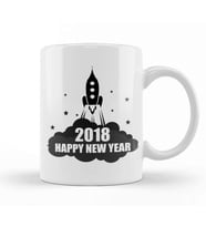 2018 Happy New Year Rocket Celebration Kupa Bardak Porselen