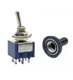 MTS-203 Mini Toggle Çift Anahtar 3A 250V ON / OFF / ON 6 Pin 3 Pozisyon Su Geçirmez Başlık