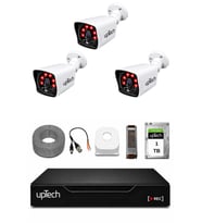 UPTECH 3 Kameralı Güvenlik Kamera Seti 2MP 1080P Full HD 6 Atom LED Gece Görüşlü 1 TB HDD 5525