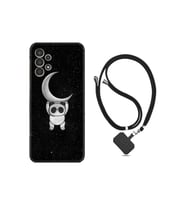 Samsung Galaxy A14 Kılıf Ipli Boyun Askılı Desenli Silikon Panda Moon 1811