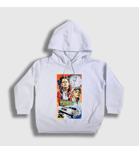 Presmono Unisex Çocuk Beyaz Team Film Geleceğe Dönüş Back To The Future Kapüşonlu Sweatshirt 243518tt