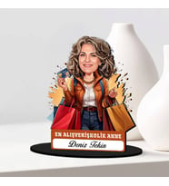 Anneye Hediye Alışveriş Delisi Anne Karikatürlü Biblo