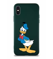 Apple iPhone XS Soft Premier Kapak Donald Duck-D Tasarımlı Silikon Kılıf - Yeşil (Şeffaf)