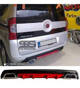 Fiat Fiorino Difüzör Arka Tampon Eki 2 Egzoz Çıkışlı Kırmızı Lüx Tip