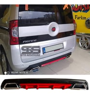 Fiat Fiorino Difüzör Arka Tampon Eki 2 Egzoz Çıkışlı Kırmızı Lüx Tip