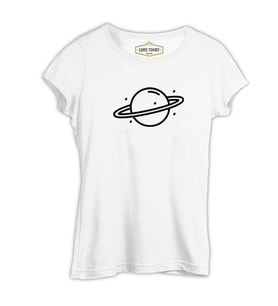 Saturn II Logo Beyaz Kadın Tshirt