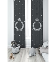 MEKTA HOME BEBEK VE ÇOCUK ODASI Taçlı Yıldız Desenli 2 Kanat Fon Perde