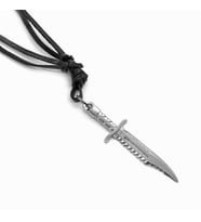  Beyaz Erkek Avcı Bıçak Motif Deri Kolye Büyük Boy Dkl000kılıc
