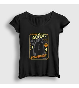 Presmono Kadın Siyah Powerage Ac Dc T-Shirt 385509tt