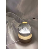 3D Led Işık Gecelambası Cam Küre Tek Renk Günışığı Ahşap Ayasofya Cami Gece Lambası7 cm