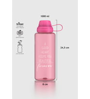Renga Ege Yazı Desenli 1000 ml Tritan Matara 912141 Fuşya