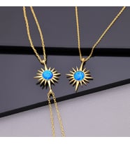 925 Ayar Gümüş Opal Taşlı Kutup Yıldızı Kolye Bileklik Set