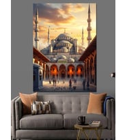Gün Batımında Tarihi İstanbul Camii Dekoratif Kanvas - Mdf Ahşap Tablo