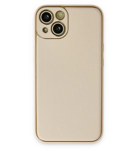 Newface Apple iPhone 14 Plus Kılıf Coco Deri Silikon Kapak - Gold
