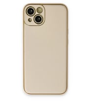 Newface Apple iPhone 14 Plus Kılıf Coco Deri Silikon Kapak - Gold