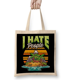 Cute & Funny I Hate People Beach Vacation Pun Bez Çanta Uzun Saplı