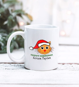 Kişiye Özel Meowy Christmas Tasarımlı Kupa Bardak (Beyaz)