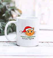 Kişiye Özel Meowy Christmas Tasarımlı Kupa Bardak (Beyaz)