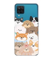 Samsung Galaxy M12 Uyumlu Sevimli Köpekler Tasarımlı Şeffaf Telefon Kılıfı
